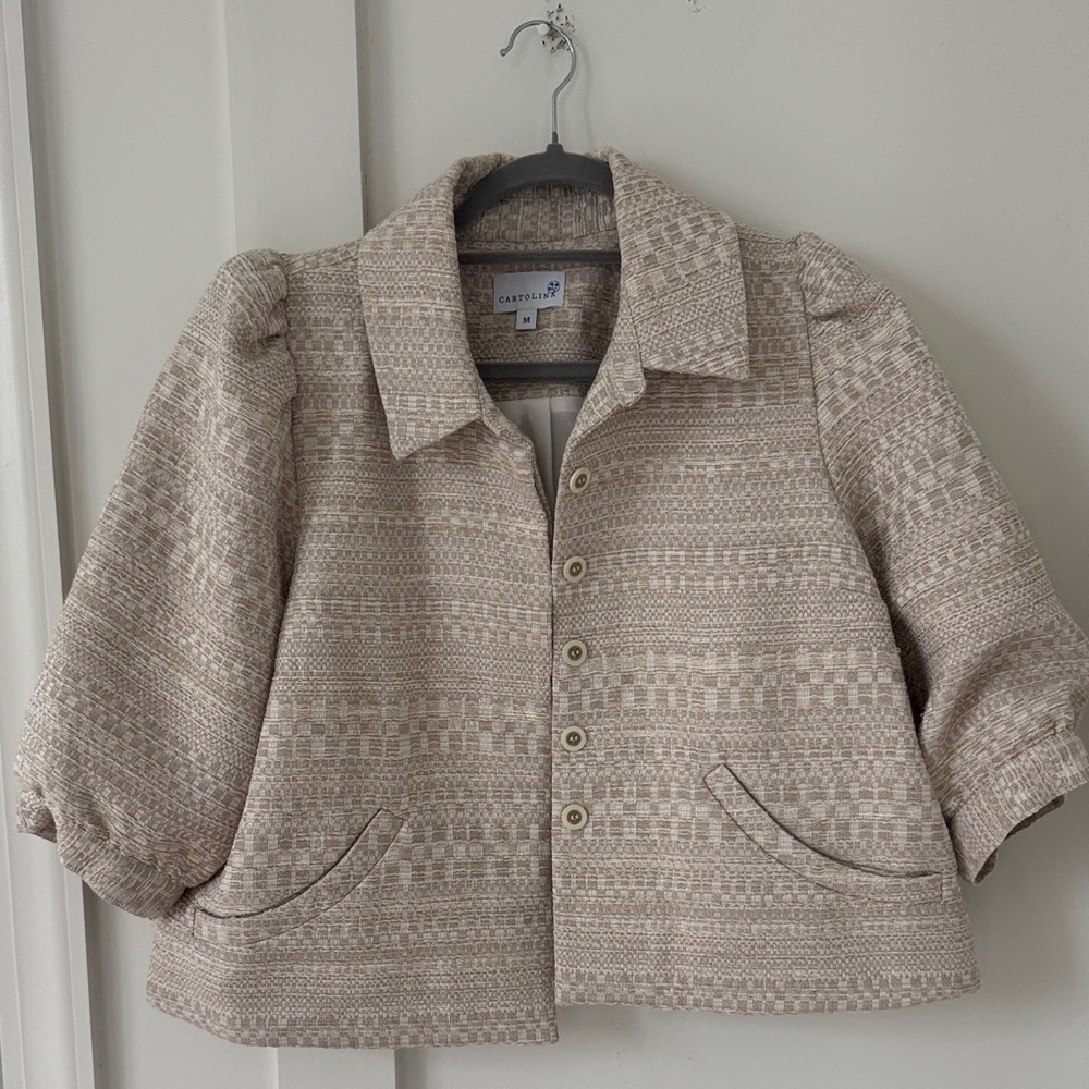 Tuckernuck CARTOLINA NANTUCKET Colby Crop Jacket In Gardeniatweed Size M